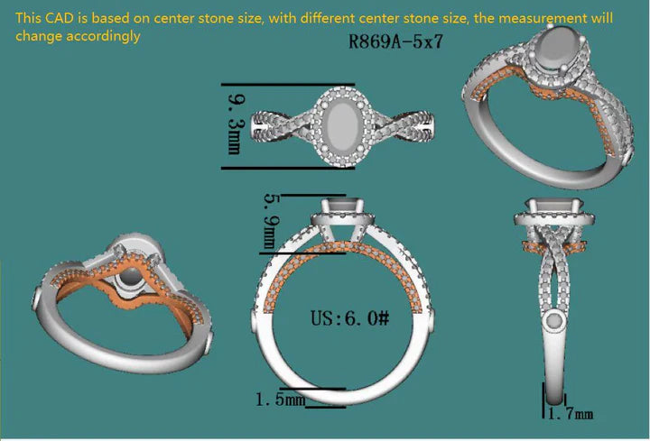 DovEggs halo engagement ring semi-mount only(Exclusively to DovEggs Stones)