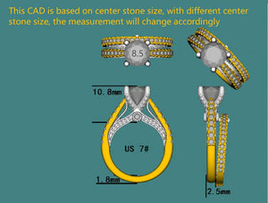 Doveggs half eternity pave engagement ring only semi-mount only(Exclusively to DovEggs Stones)