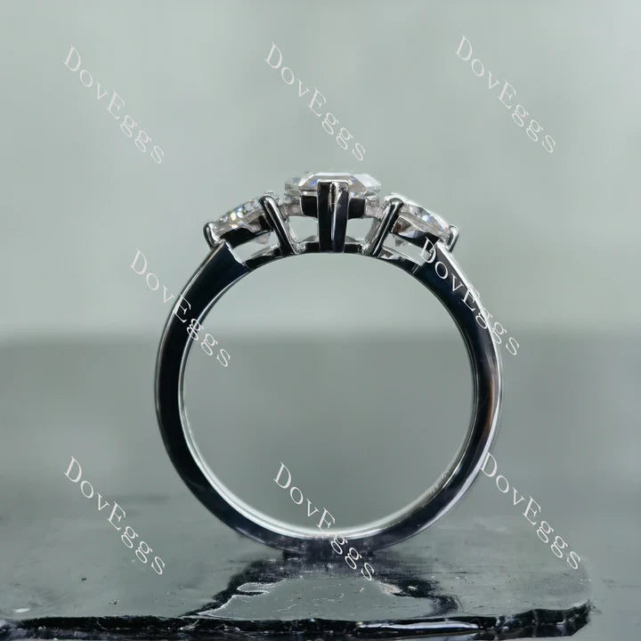 DovEggs pave three stones engagement ring semi-mount only(Exclusively to DovEggs Stones)