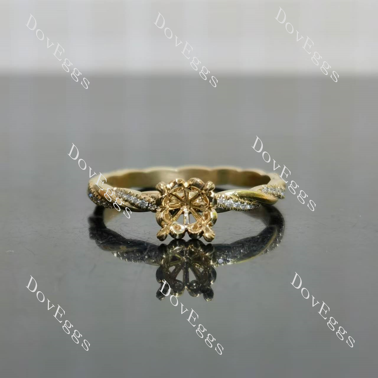 Doveggs floral pave vintage engagement ring semi-mount only(Exclusively to DovEggs Stones)