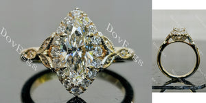 marquise halo side stones art deco moissanite engagement ring