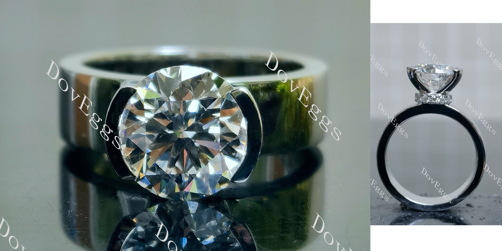 Round Bezel Lab Grown Diamond Engagement Ring