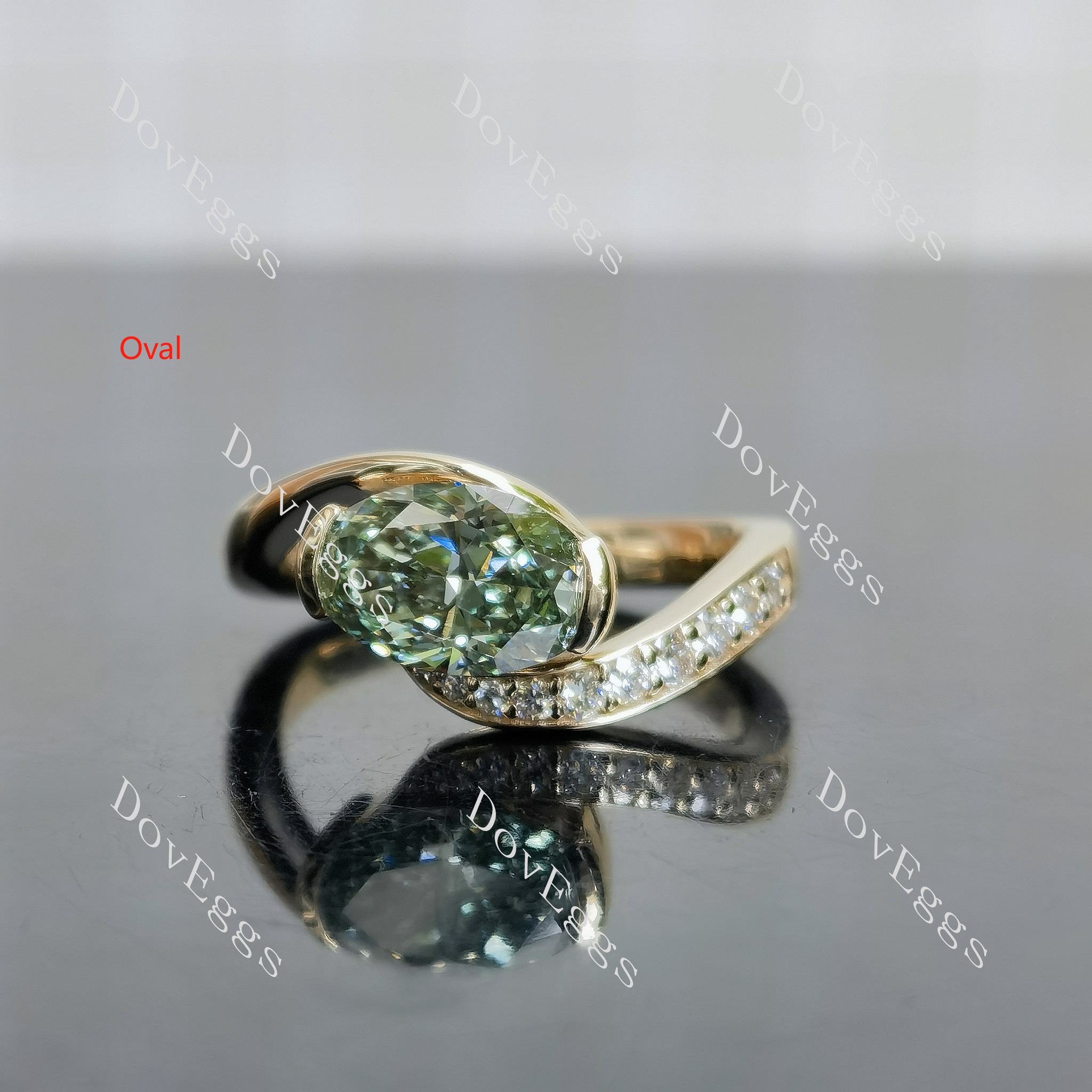 Doveggs pear pave colored moissanite engagement ring