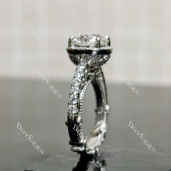 Doveggs pave halo art deco engagement ring semi-mount only(Exclusively to DovEggs Stones)