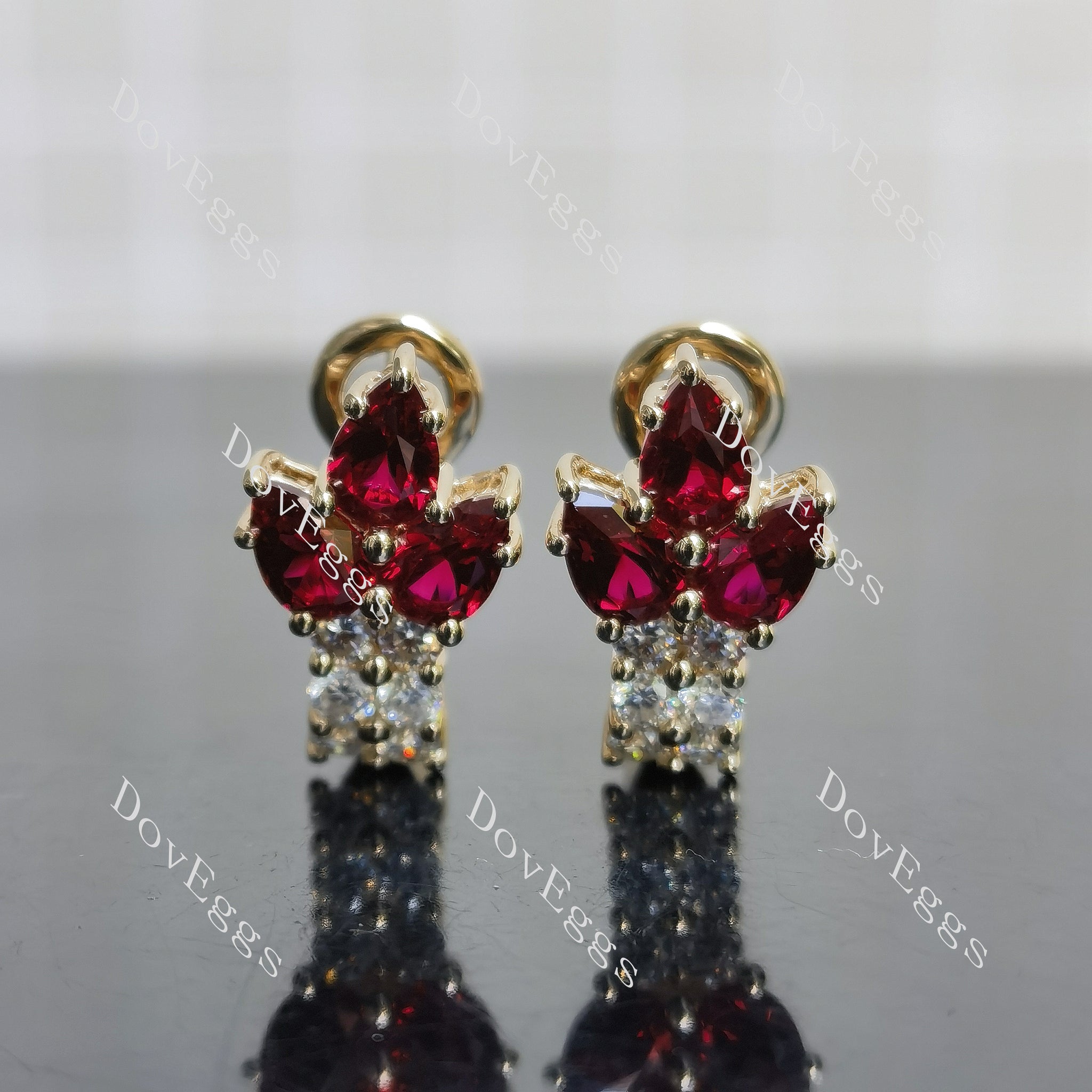 Doveggs pear ruby colored gem earrings