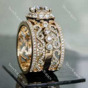 Amor Eterno halo pave vintage wide band engagement ring only semi-mount only(Exclusively to DovEggs Stones)