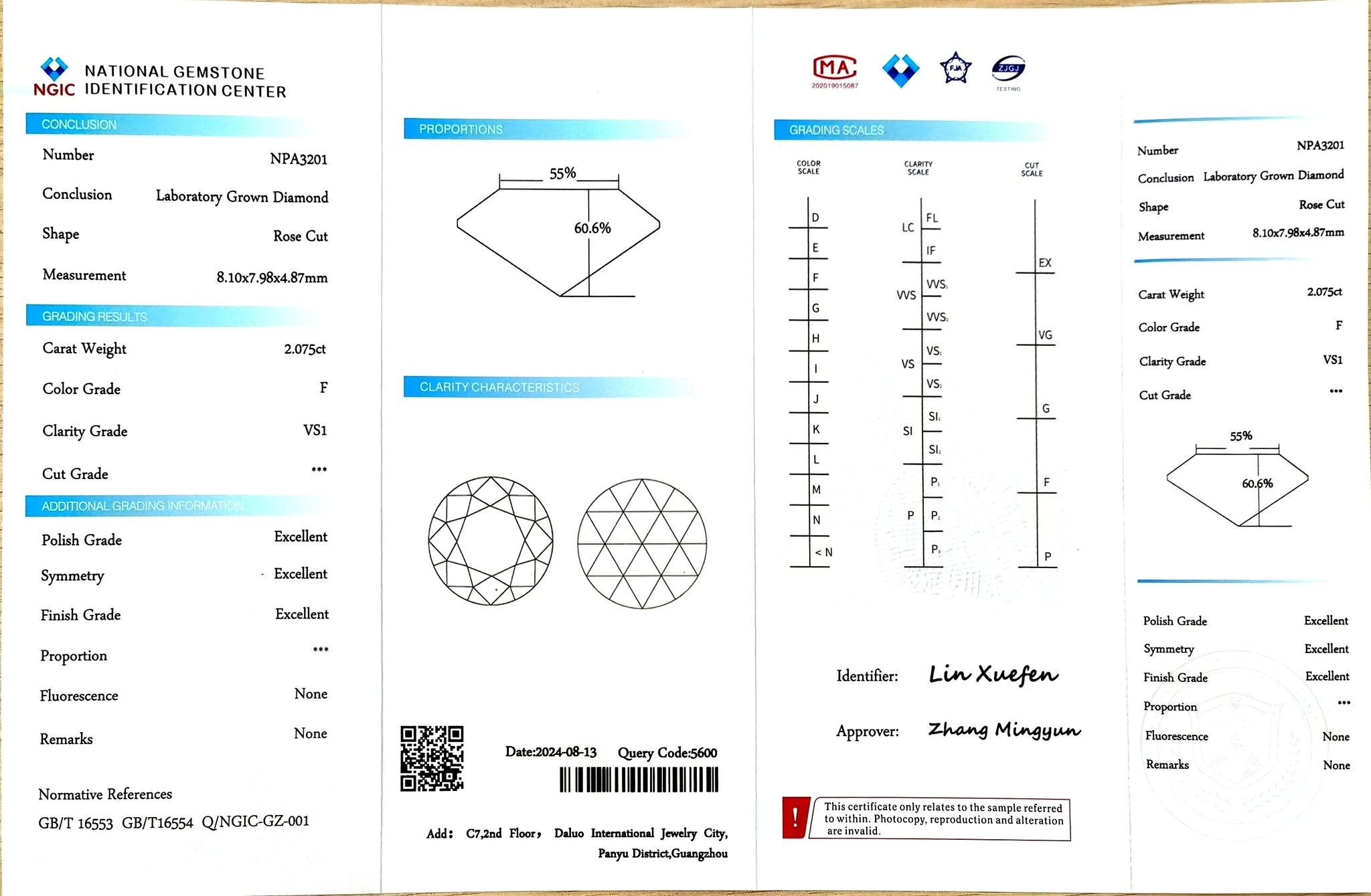 Doveggs 2.075ct round Rose cut F color VS1 Clarity Excellent cut lab diamond stone(certified)