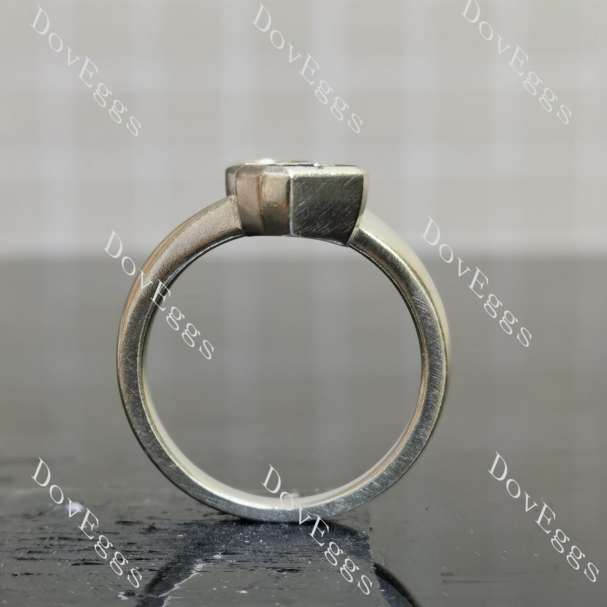 Doveggs pear bezel two stones engagement ring semi-mount only(Exclusively to DovEggs Stones)