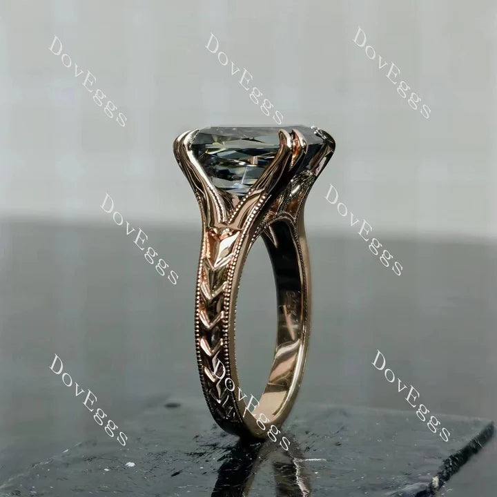 Movement solitaire pave split shanks engagement ring semi-mount only(Exclusively to DovEggs Stones)