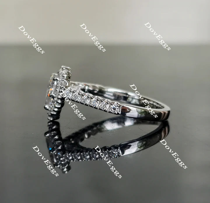 DovEggs half eternity pave halo engagement ring semi-mount only(Exclusively to DovEggs Stones)