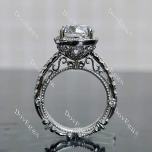 Doveggs pave halo art deco engagement ring semi-mount only(Exclusively to DovEggs Stones)