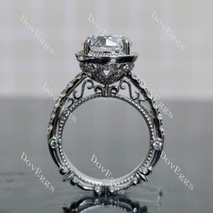 Doveggs round pave halo art deco moissanite engagement ring