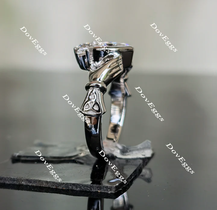 Doveggs art deco bezel engagement ring semi-mount only(Exclusively to DovEggs stones)