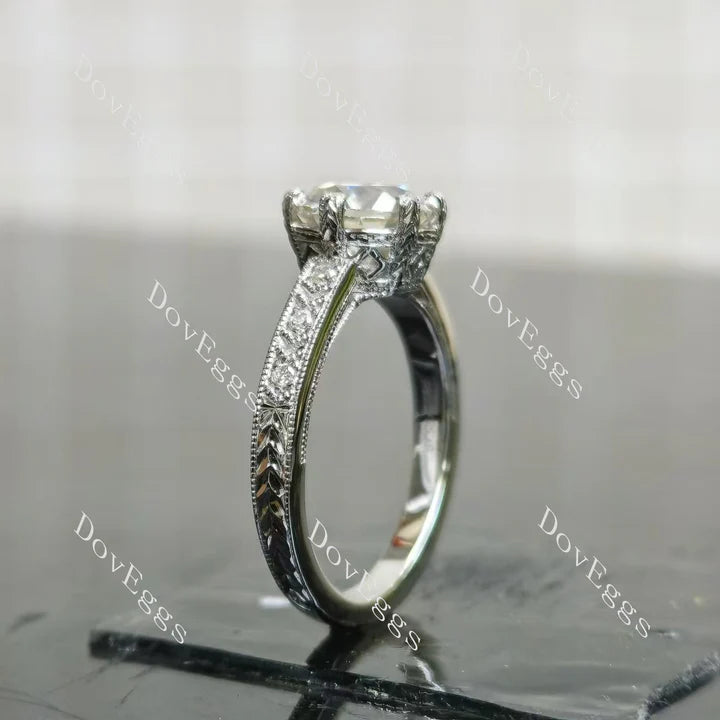 DovEggs vintage carved engagement ring semi-mount only(Exclusively to DovEggs Stones)