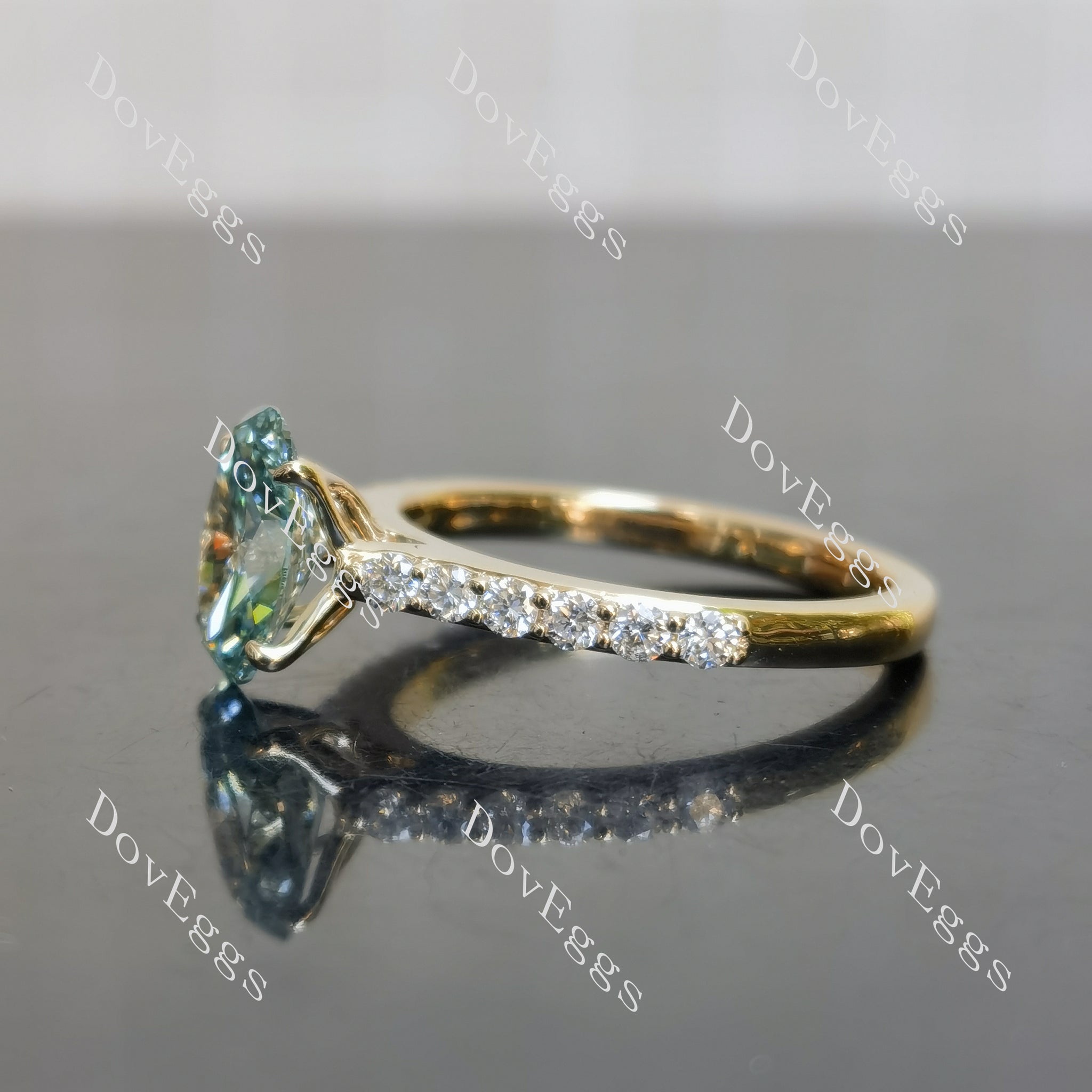 Doveggs oval pave colored moissnaite engagement ring