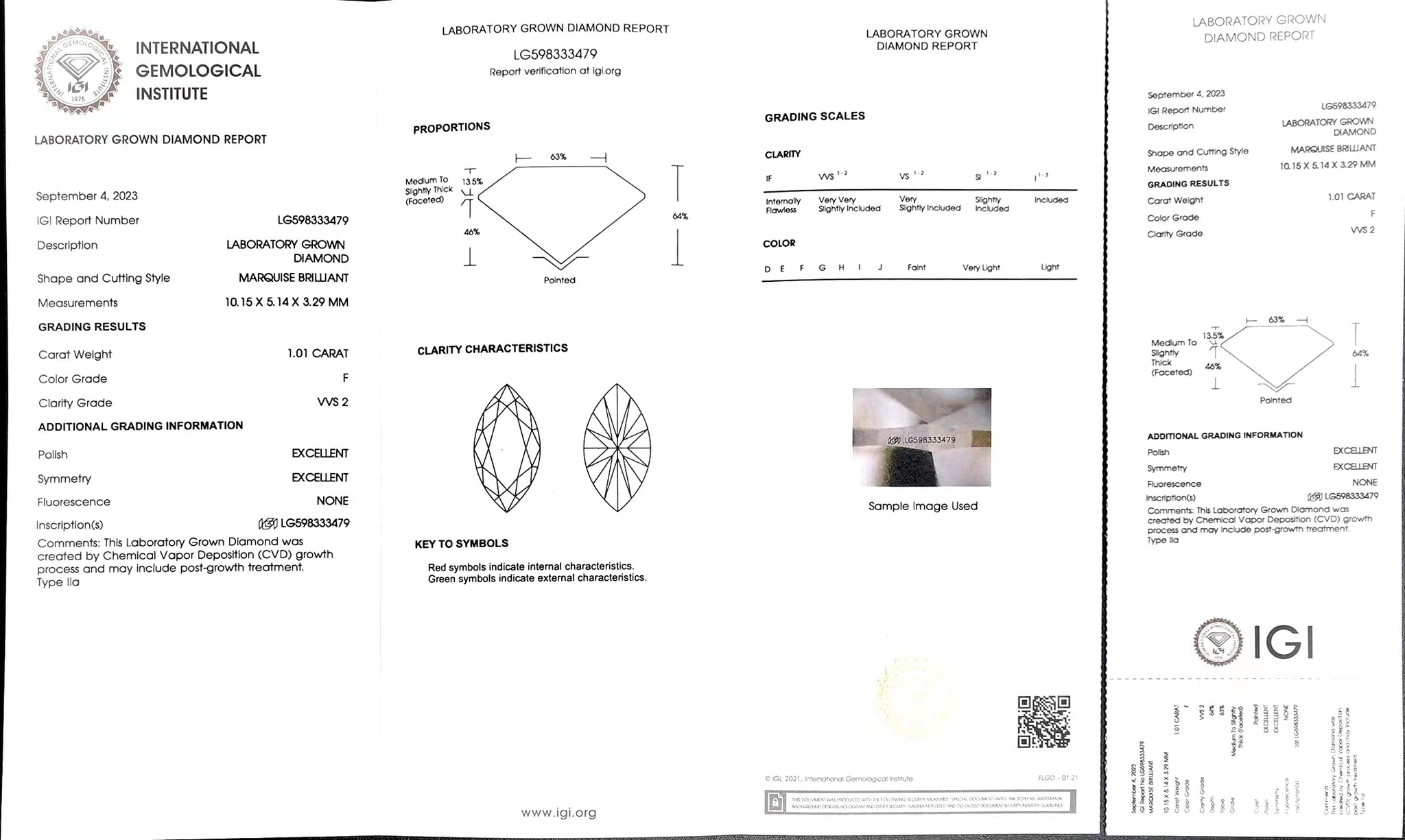 Doveggs 1.01ct Marquise F color VVS2 Clarity Excellent cut lab diamond stone(certified)