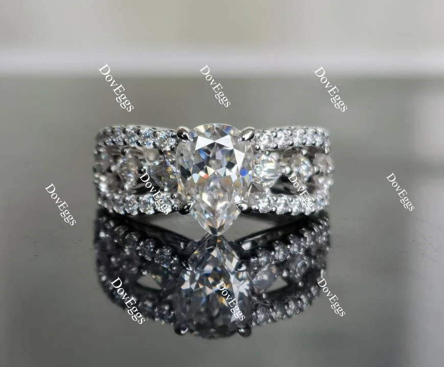 The Mikinzy split shank half eternity pave engagement ring only semi-mount only(Exclusively to DovEggs Stones)