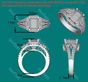 The Janet art deco engagement ring only semi-mount only(Exclusively to DovEggs Stones)