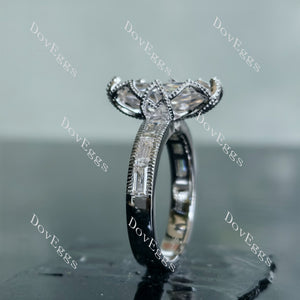 Doveggs Marquise Step cut half eternity pave moissanite engagement ring