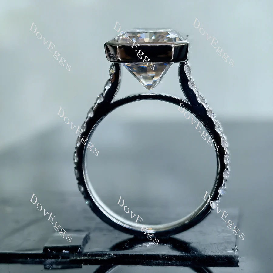 Doveggs bezel pave engagement ring semi-mount only(Exclusively to DovEggs Stones)