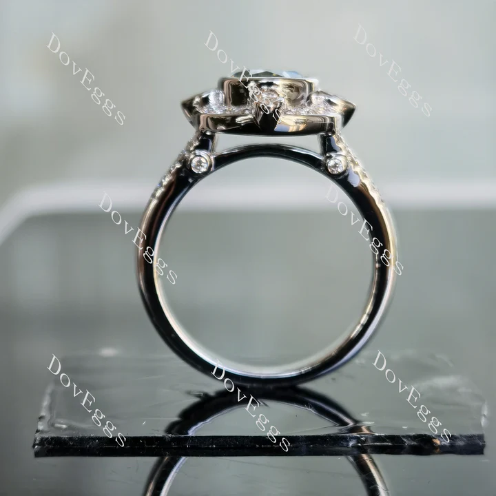 Doveggs oval halo engagement ring semi-mount only(Exclusively to DovEggs Stones)