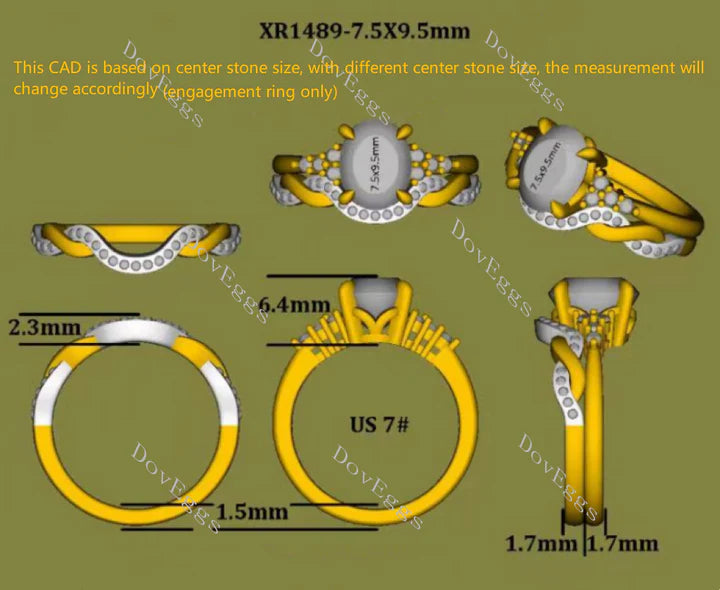 DovEggs side stones engagement ring only semi-mount only(Exclusively to DovEggs Stones)