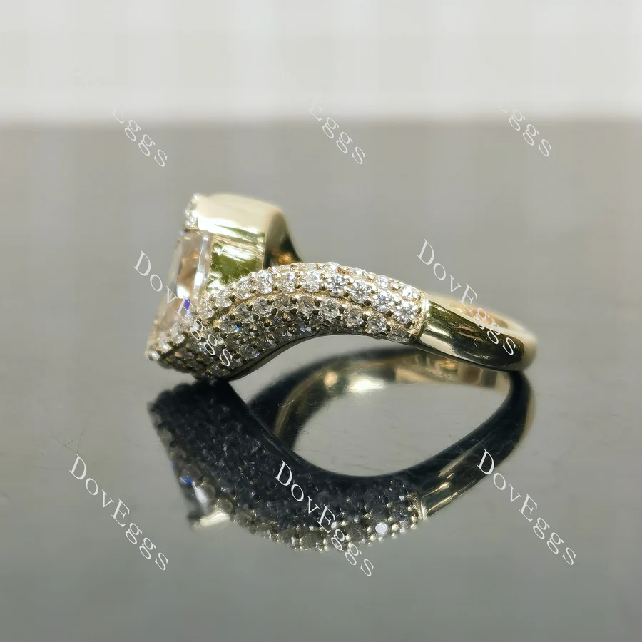 Doveggs pave bezel engagement ring semi-mount only(Exclusively to DovEggs Stones)