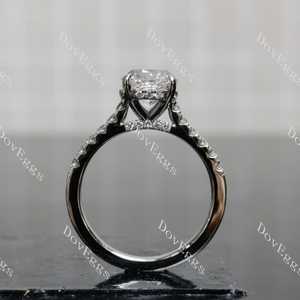 Doveggs Octagon Pave Half Eternity Lab Grown Diamond Engagement Ring