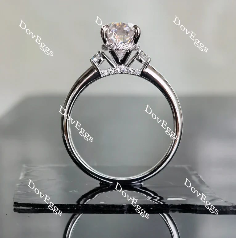 Doveggs three-stone engagement ring only semi-mount only(Exclusively to DovEggs Stones)