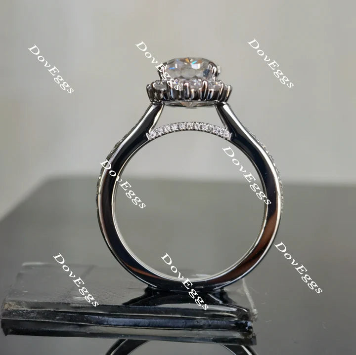 DovEggs half eternity paved halo engagement ring semi-mount only(Exclusively to DovEggs Stones)