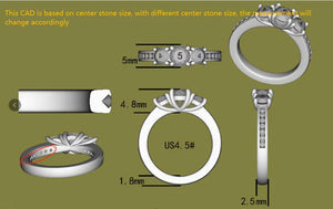 DovEggs half eternity channel set three stone engagement ring semi-mount only(Exclusively to DovEggs Stones)