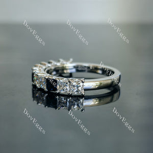 Doveggs princess pave moissanite/lab grown diamond & colored gem wedding band-2.3mm band width