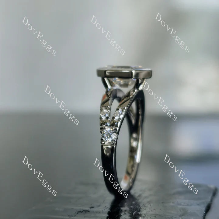 DovEggs bezel setting split shank engagement ring only semi-mount only(Exclusively to DovEggs Stones)