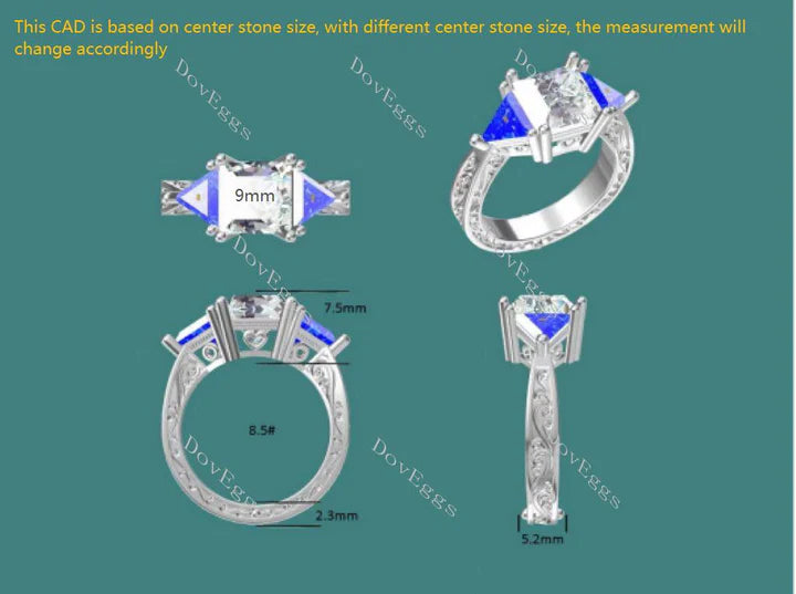 The Monica three stones engagement ring only semi-mount only(Exclusively to DovEggs Stones)