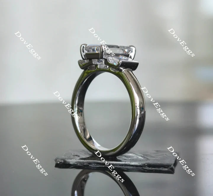 DovEggs side-stone three-stone engagement ring only semi-mount only(Exclusively to DovEggs Stones）