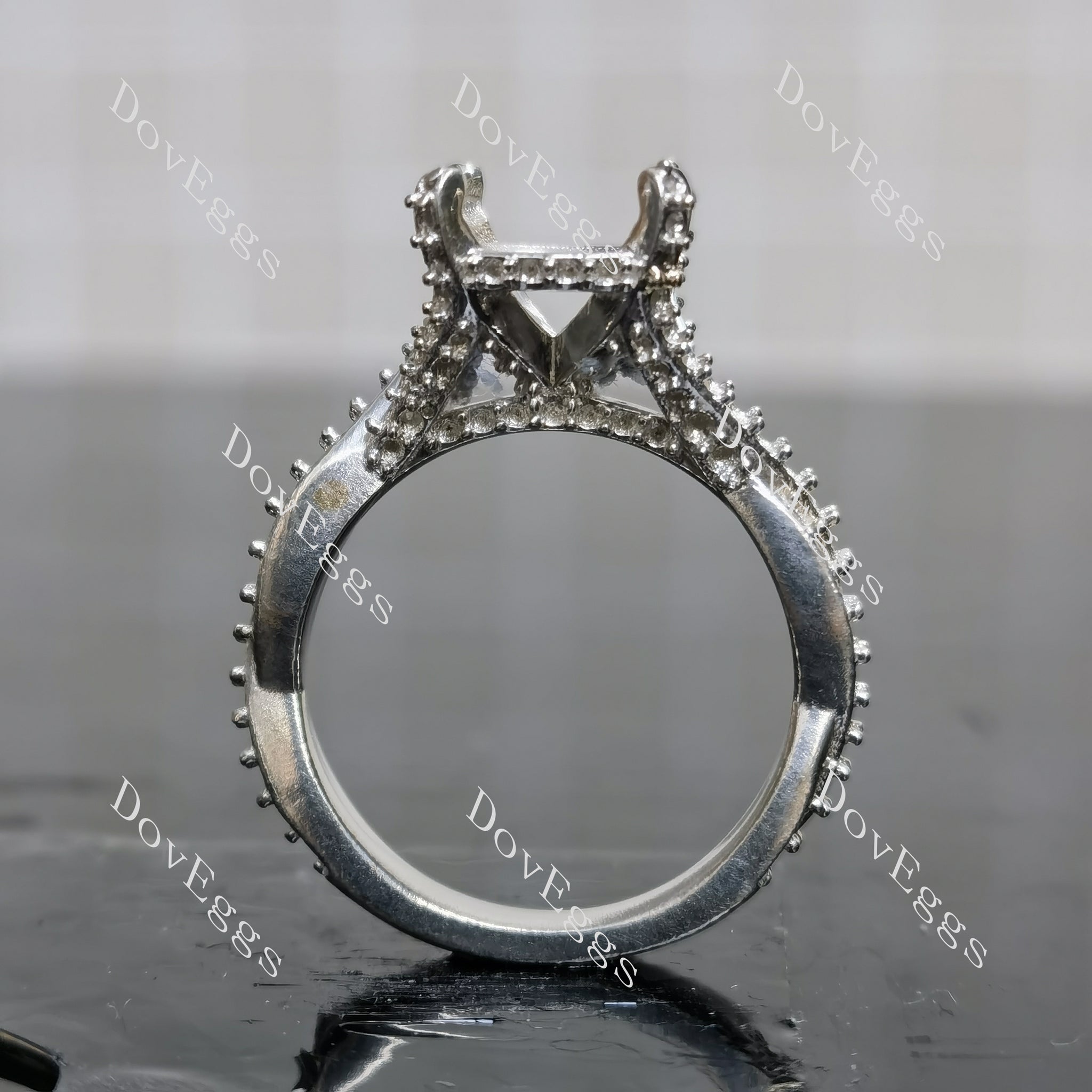 Doveggs split shanks pave engagement ring semi-mount only(Exclusively to DovEggs Stones)