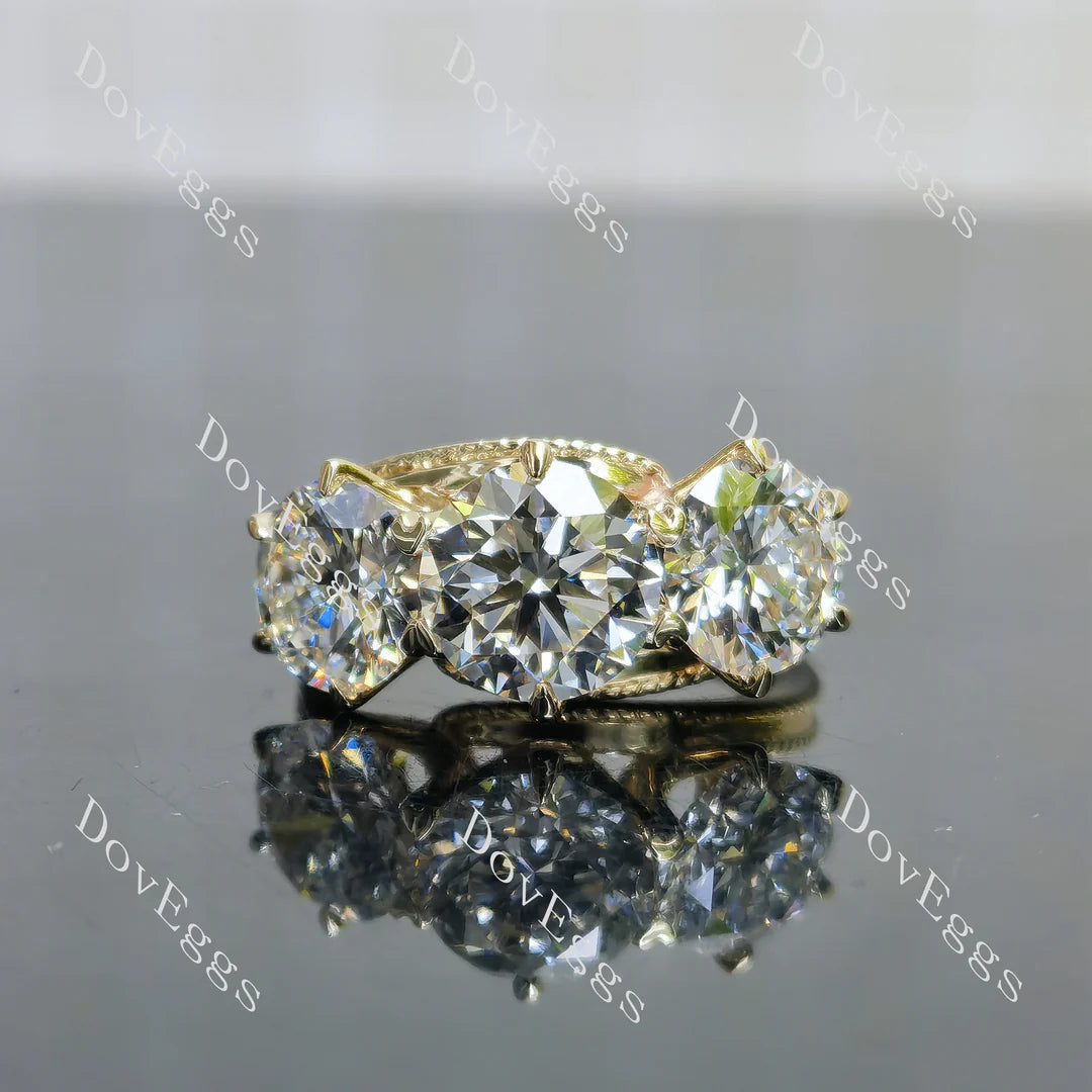 Doveggs three stones engagement ring semi-mount only(Exclusively to DovEggs Stones)