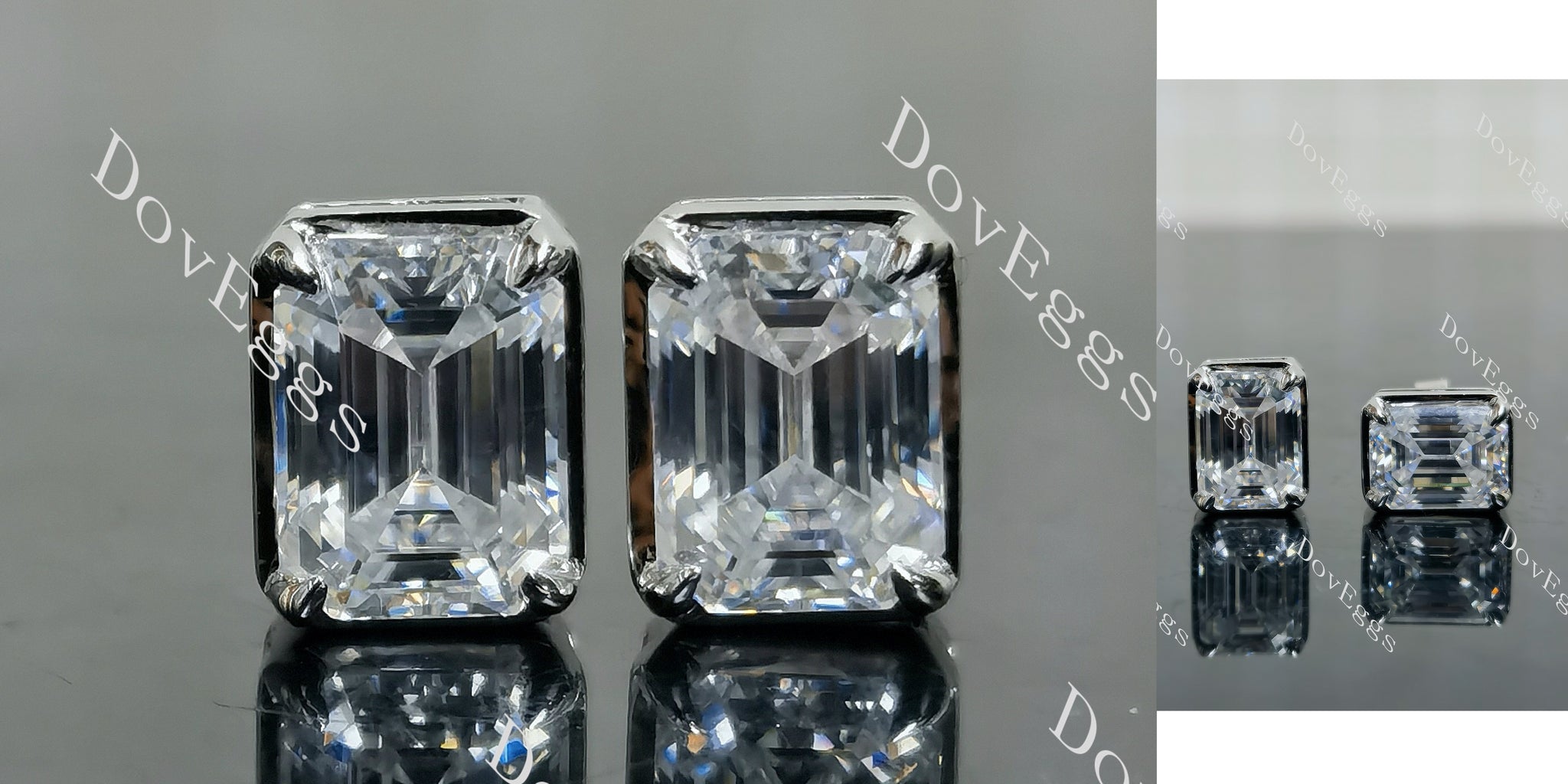 Doveggs emmerald bezel moissanite push back/screw back earrings