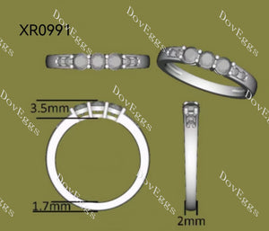Doveggs round three stone moissanite ring/moissanite wedding band-2mm band width