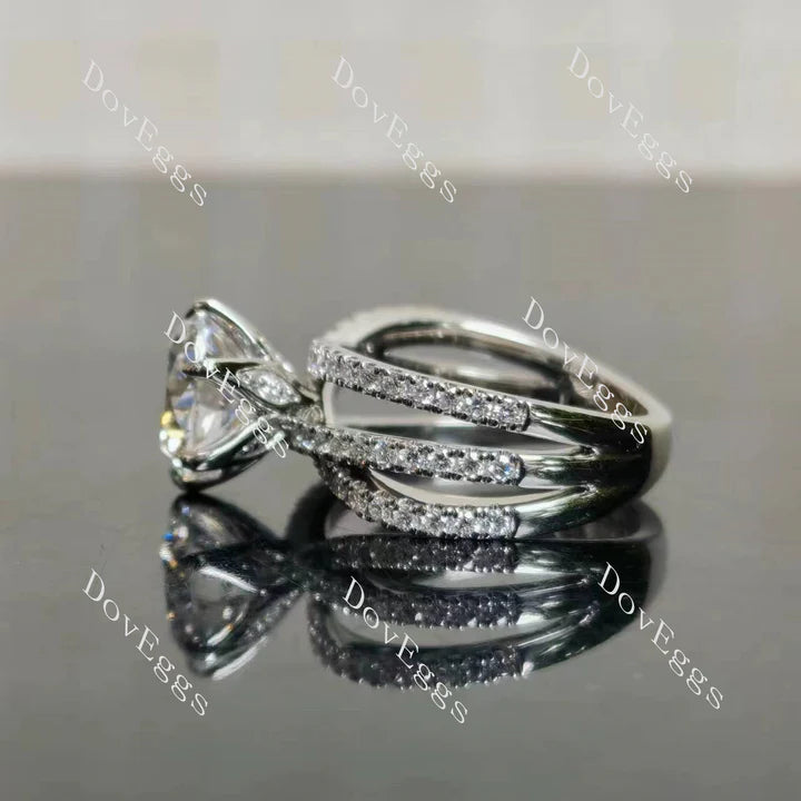 Serenity  pave split shanks engagement ring semi-mount only(Exclusively to DovEggs Stones)