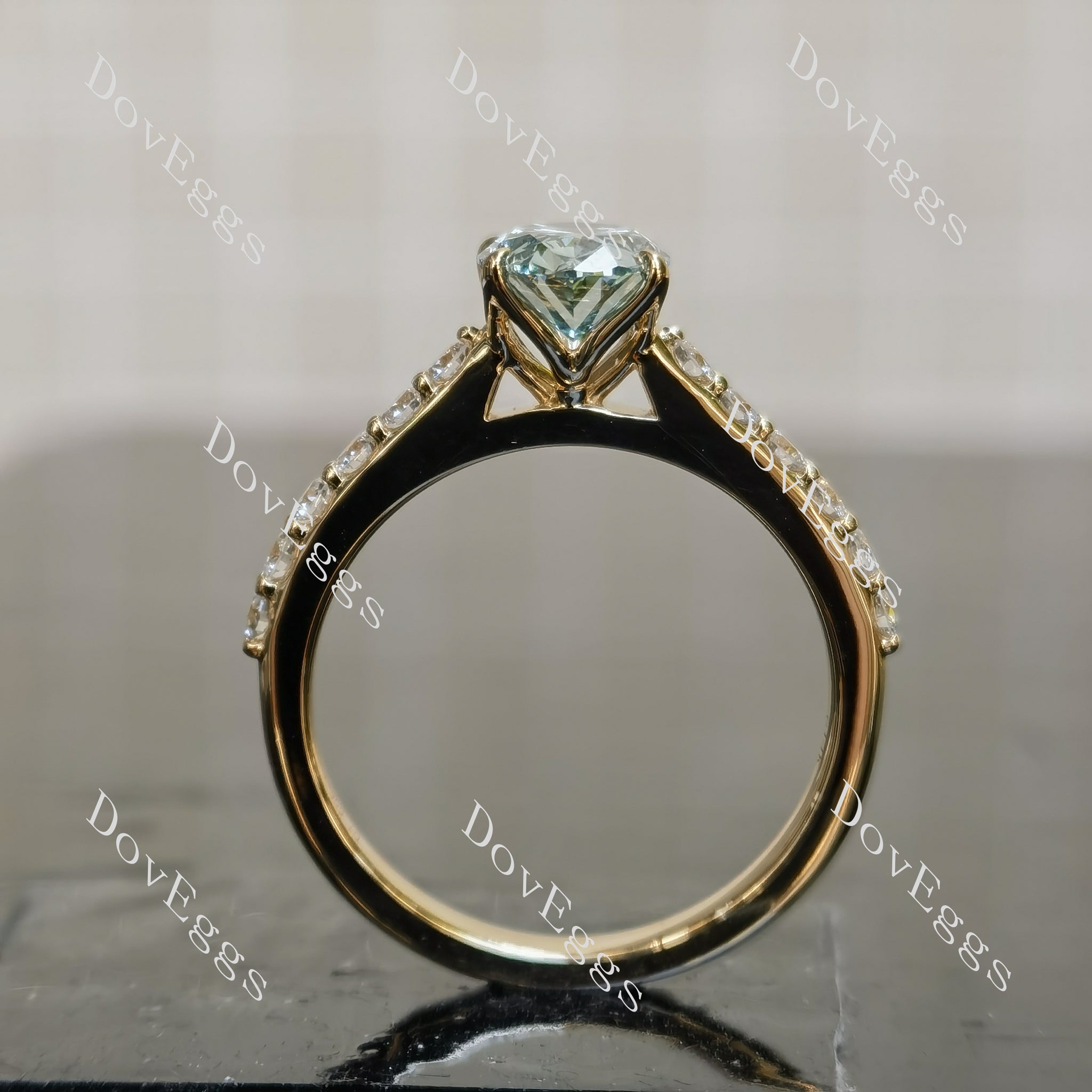 Doveggs oval pave colored moissnaite engagement ring