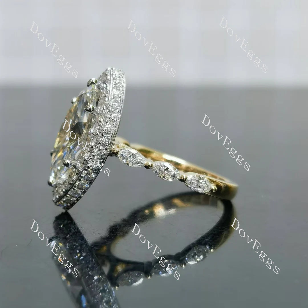 DovEggs halo pave vintage engagement ring only semi-mount only(Exclusively to DovEggs Stones)