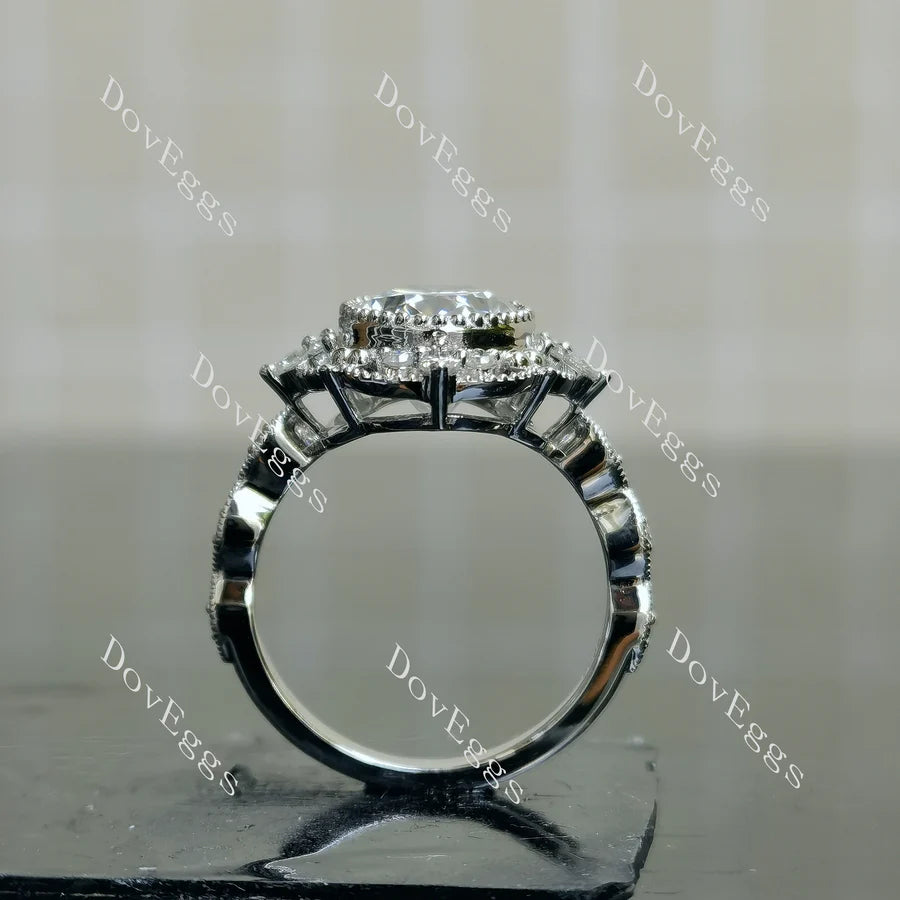 Doveggs vintage bezel pave engagement ring semi-mount only(Exclusively to DovEggs Stones)