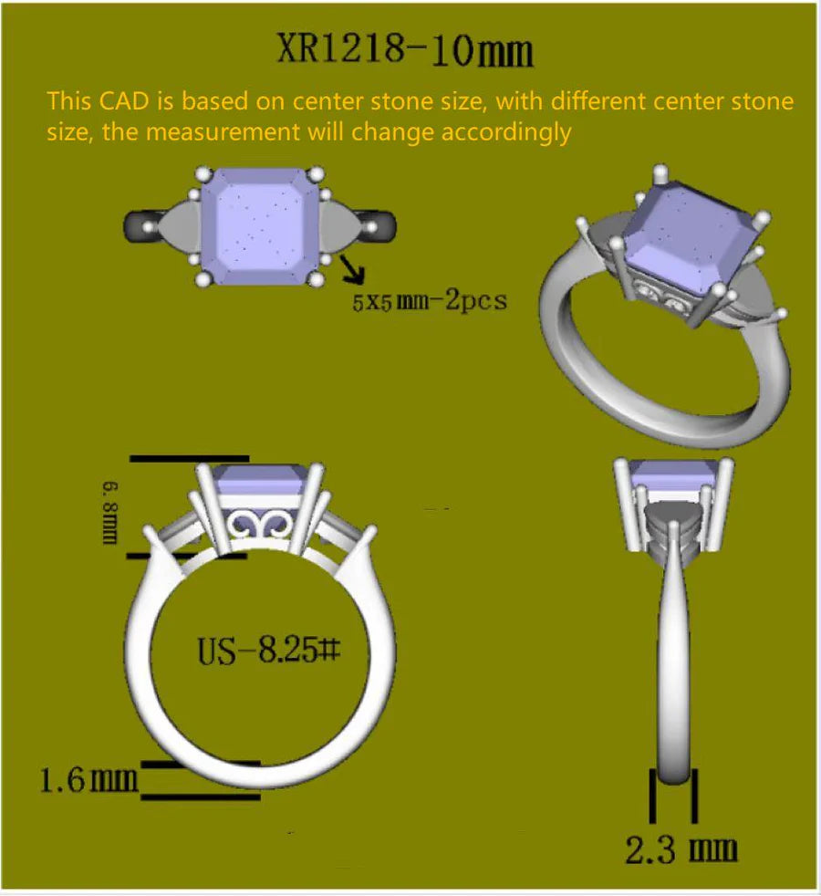 Doveggs three-stone engagement ring semi-mount only(Exclusively to DovEggs Stones)