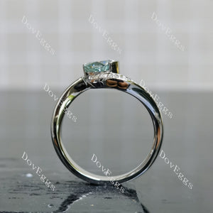 Doveggs pear pave colored moissanite engagement ring