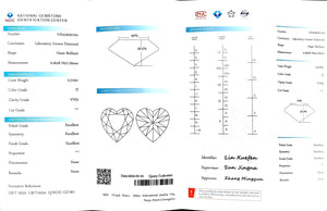 Doveggs 2.519ct heart D color VVS2 Clarity Excellent cut lab diamond stone(certified)