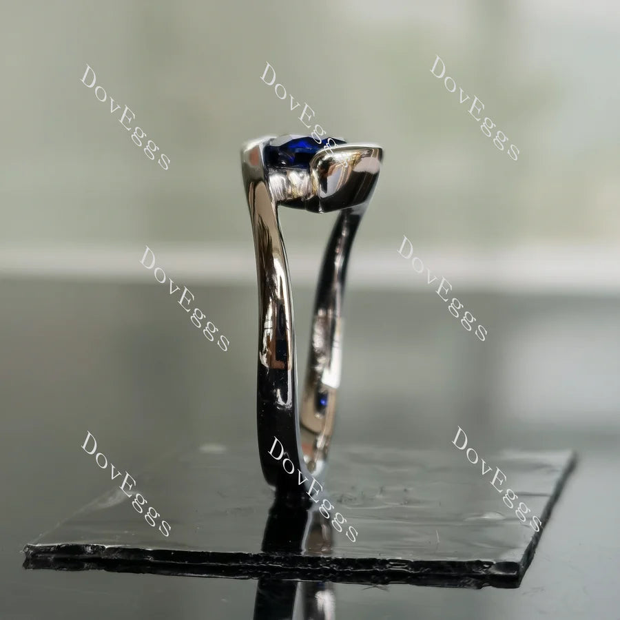 Ocean Wave round solitaire engagement ring only semi-mount only(Exclusively to DovEggs Stones)