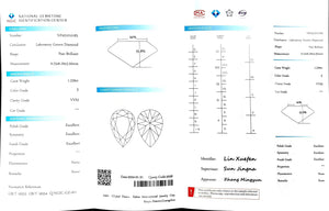 Doveggs 1.239ct pear E color VVS2 Clarity Excellent cut lab diamond stone(certified)