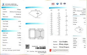 Doveggs 4.075ct emerald F color VVS2 Clarity Excellent cut lab diamond stone(certified)