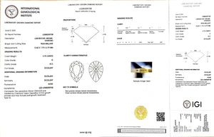 Doveggs 2.75ct pear G color VS2 Clarity Excellent cut lab diamond stone(certified)